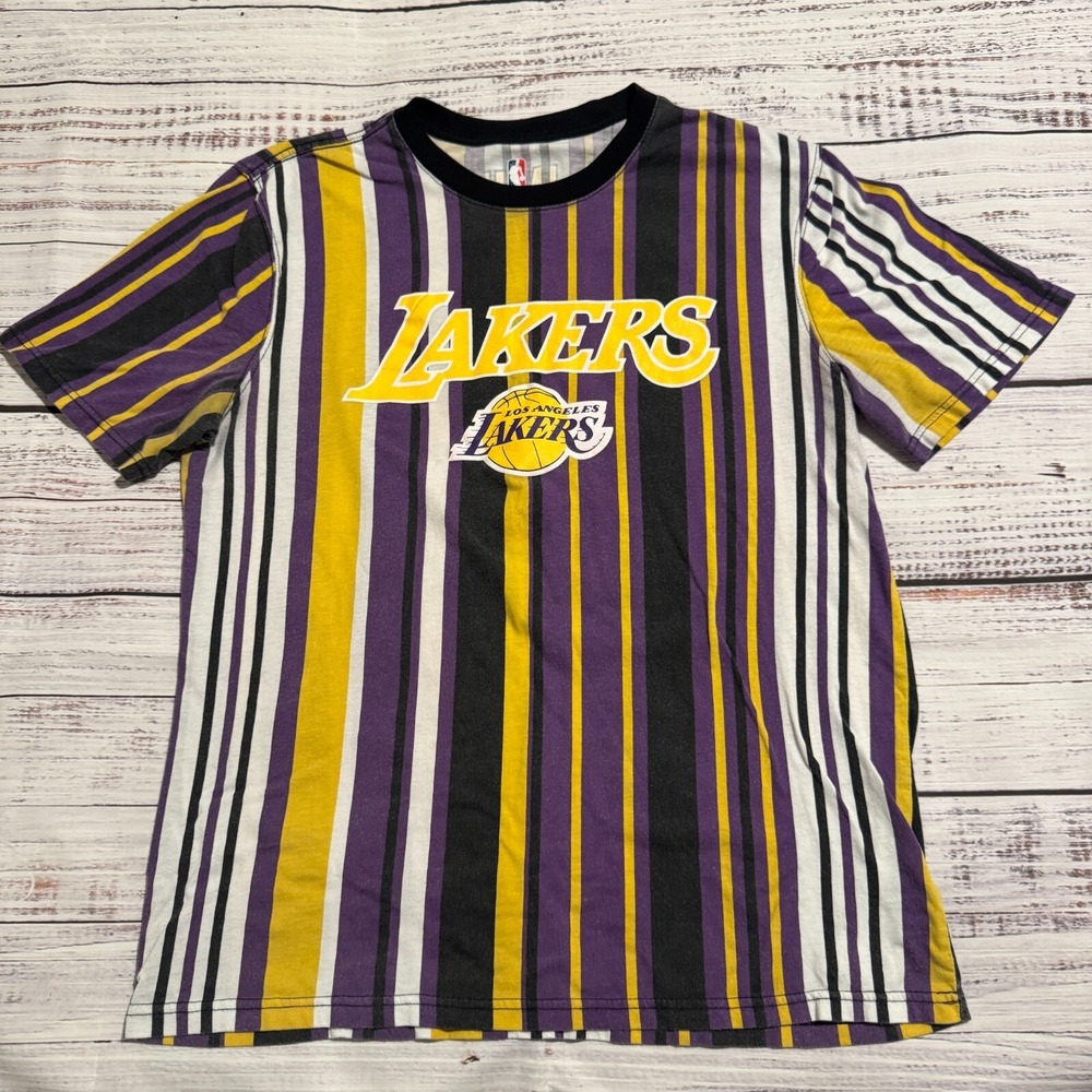 NBA Lebron James #23 Pinstripe Vertical Striped Shirt Los Angeles Lakers Men's L